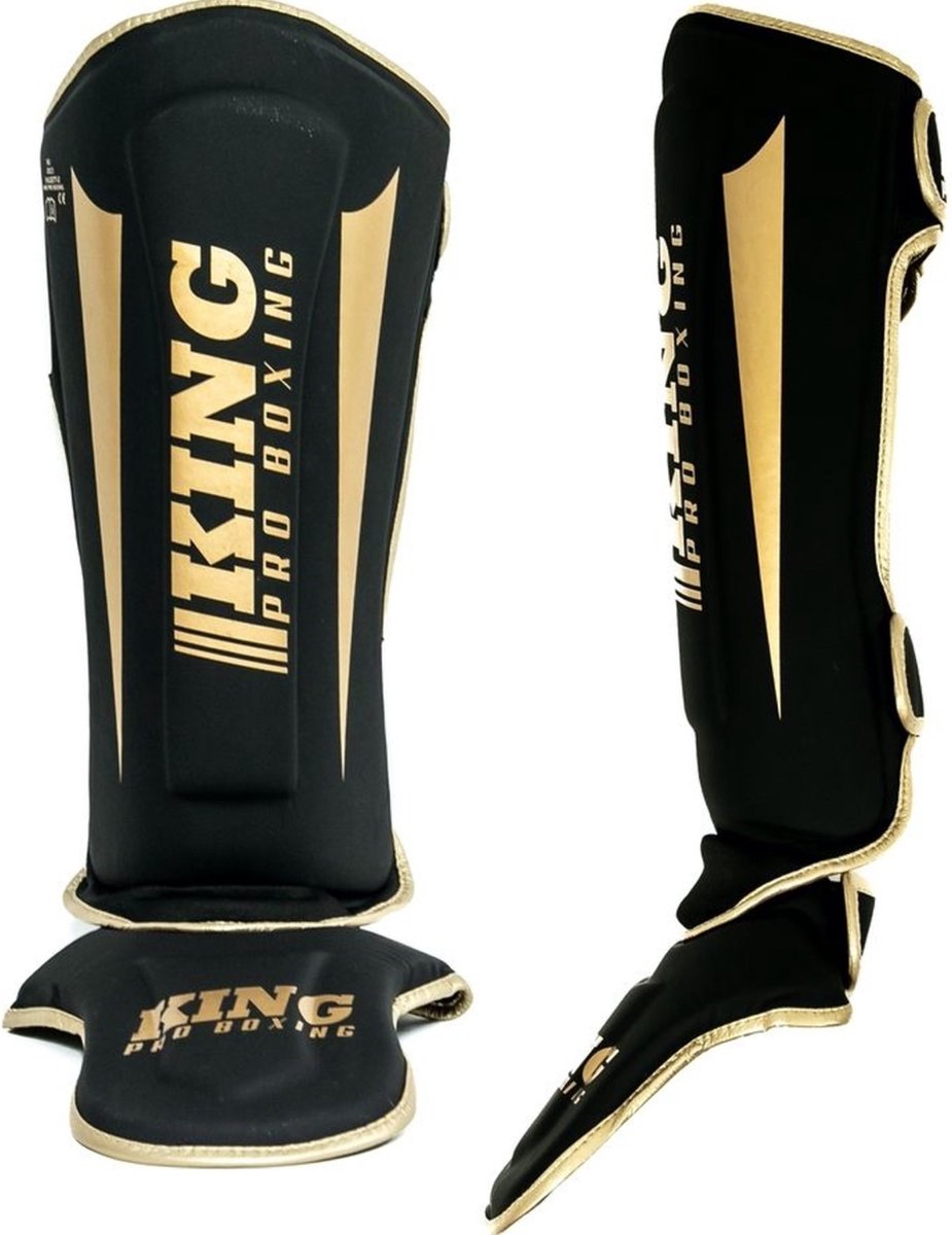 King Pro Boxing Scheenbeschermers KPB/SG REVO 6 Zwart Goud XL = Scheenbeen Lengte 36 cm