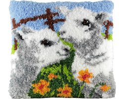 Pako Smyrna knoop kussen borduurpakket - Lammetjes - geprint stramien - 013.328 - DIY kit