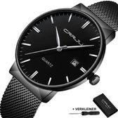 CRRJU? Horloges voor Mannen Vrouwen Herenhorloge Dameshorloge Heren Dames ? Horloge Watch Jongens Meisjes ? Stalen Band ? Waterafstotend ? Cadeau Giftbox ? Zwart Zilver