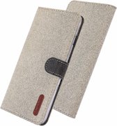 Samsung Galaxy A40 Soft Canvas Portemonnee Hoesje Khaki