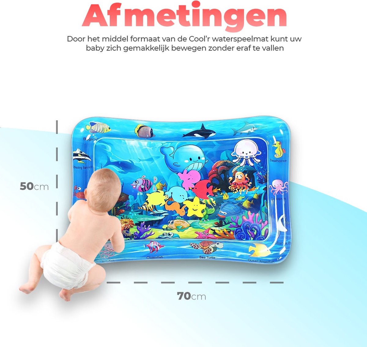 COOL'R® M Waterspeelmat - Met geluid - Speelmat - Kraamcadeau - Opblaasbaar baby water speelmat - Speelkleed - Water speelgoed - Baby speelgoed 0 jaar - Babygym - Kinder speelgoed - Tummy Time — afbeelding 2