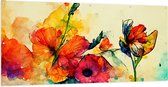 Tuinposter – Abstracte Bloemen in Verschillende Kleuren van Waterverf - 200x100 cm Foto op Tuinposter (wanddecoratie voor buiten en binnen)