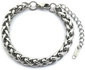 Armband Dames - Gevlochten Schakel 7 mm - RVS - Lengte 16-19 cm - Zilverkleurig