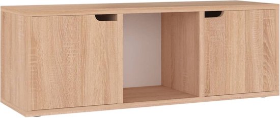 ML-Design TV-Schrank 140x50,5x30 cm Eiche Optik, Fernsehtisch mit 2 Türen, Schublade, Ablage, TV Board Rattanfront, Massivholzfüße, TV Lowboard für Wohnzimmer, Fernsehschrank für Fernseher bis 65 Zoll