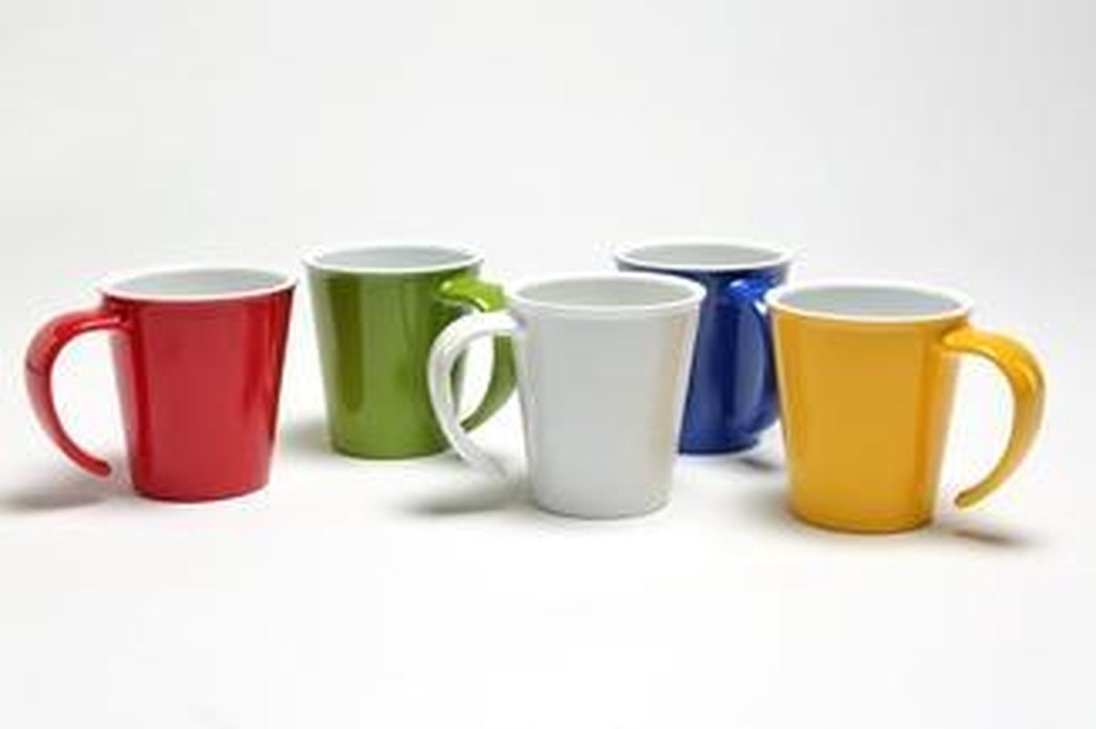 Beker met één groot open handvat : 350 ml - groen/wit