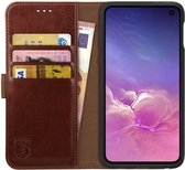 Rosso Element Book Case Wallet Hoesje Geschikt voor Samsung Galaxy S10E | Portemonnee | 3 Pasjes | Magneetsluiting | Stand Functie | Bruin
