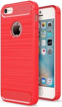 Apple iPhone 5(S)/SE Geborsteld TPU Hoesje Rood