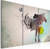 Schilderij - zebra - abstractie, Grijs, 3luik