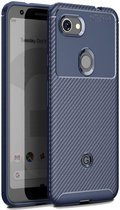 Google Pixel 3a Siliconen Carbon Hoesje Blauw