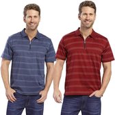 Poloshirt gestreept met ritssluiting rood maat XXL