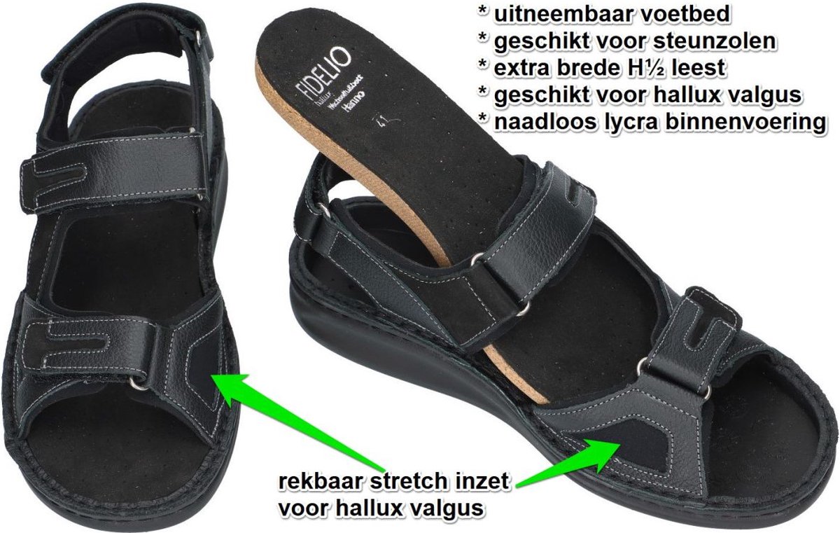 Fidelio Hallux -Heren - zwart - sandalen - maat 48