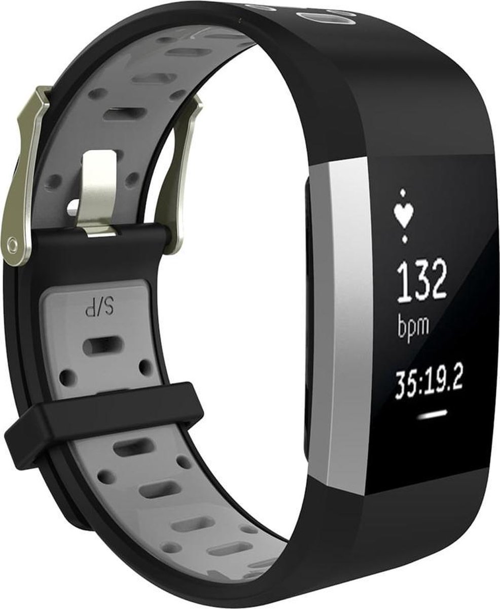 watchbands-shop.nl Siliconen bandje - Fitbit Charge 2 - GrijsZwart