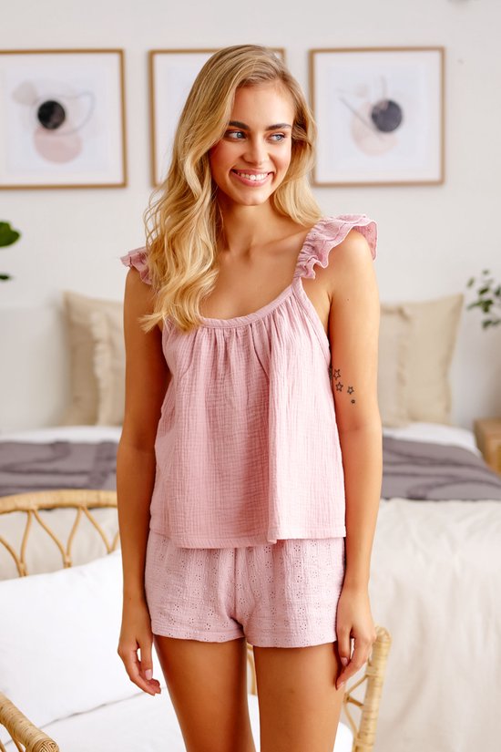 Doctor Nap Pyjama Dames Volwassenen Mousseline | Korte Mouw Korte Broek | Shortama Dames | Flamingo PM.5115 M