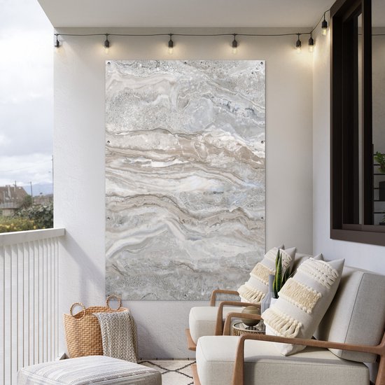 Muurdecoratie Marmer - Textuur - Grijs - 120x180 cm - Tuinposter - Tuindoek - Buitenposter