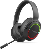 TechU™ Draadloze Koptelefoon met Microfoon Bluetooth 5.0 – Game Headset met LED Licht – Hoofdtelefoon voor Muziek, Podcast & Gamen – Zwart