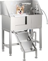 Vevor Professional Luxe Dog Bath - Kit de vidange - Tuyaux Water chaude et froide - Tuyau de vidange - Droitier - Tondeuse pour chien - Acier inoxydable