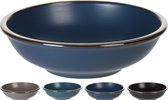 Siaki set van 4 soepborden Ø 18,2 cm Mat met bronzen rand in donkerblauw, taupe, zwart, teal