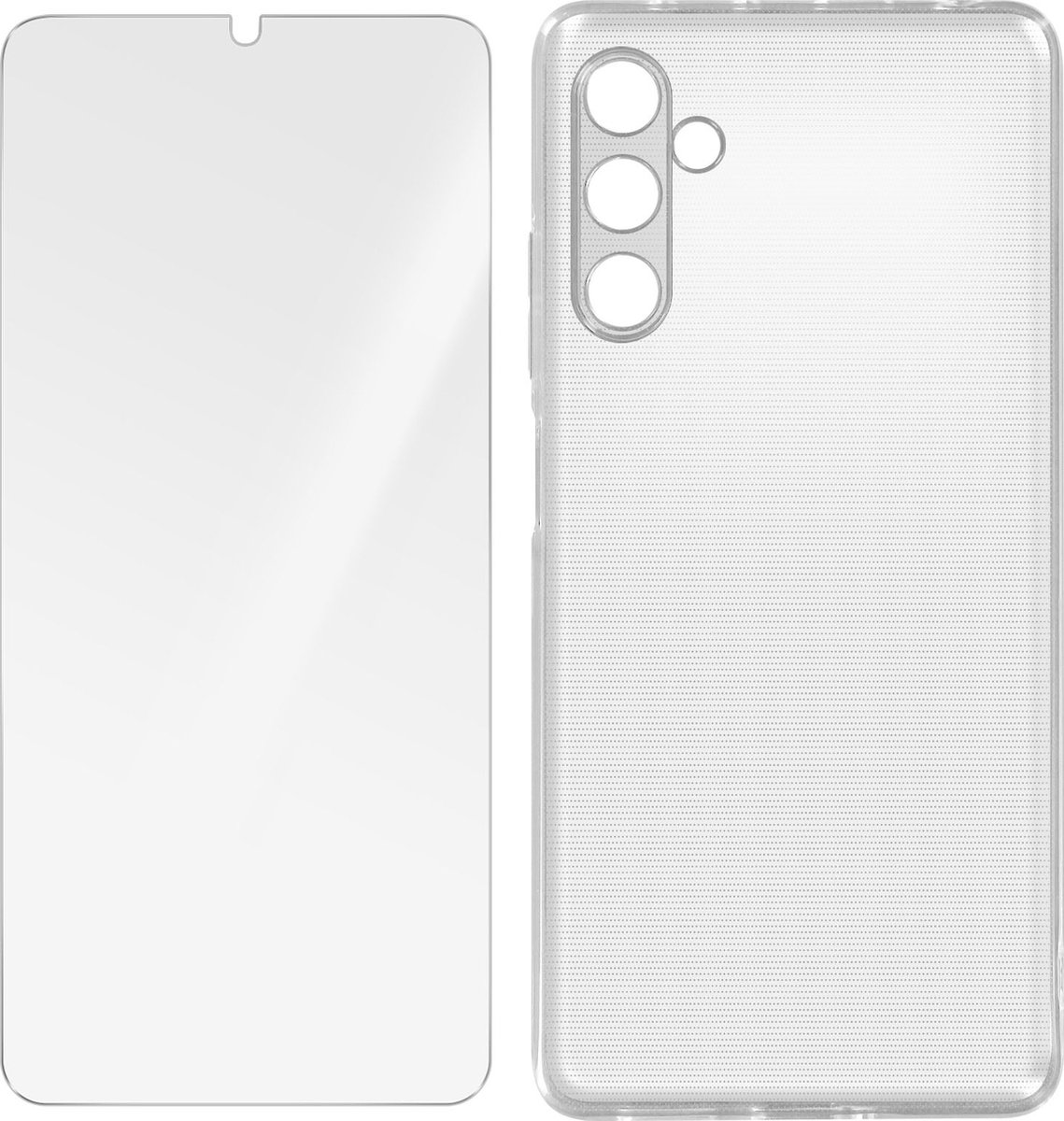 Geschikt voor Samsung Galaxy A14-hoesje soepel siliconen gehard glas 9H transparant