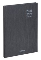 Brepols agenda 2023-2024 - KASHMIR - 16M - Weekly Notebook - Weekoverzicht - Zwart - 14,8 x 21 cm