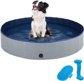 Buxibo XXL Zwembadje voor kinderen en huisdieren - Hondenzwembad - Hondenbad - Bad voor Honden, Huisdieren - Opzetzwembad - 160x160x30cm + 2 Gratis Speeltjes Grijs