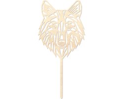 Houten caketopper / taarttopper - Wolf - Taart / Cake topper op bestelling gemaakt