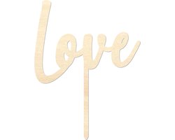 Houten caketopper / taarttopper - Love - Taart / Cake topper op bestelling gemaakt