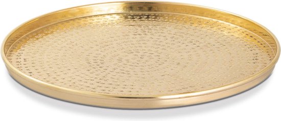 kreatives Wohnen ø 40 cm decoratief dienblad metaal kaarsenplateau rond zilver of goud aluminium gehamerd goud dienblad