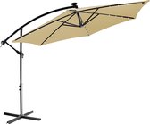 Parasol - Zweefparasol - Parasols - Zweefparasol met voet - Tuinparasol - Inclusief parasol hoes - Waterafstotend - Uv bescherming 30+ - Staal - Polyester - Beige - ⌀ 280 x H 272 cm