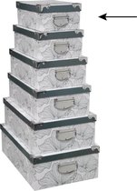 5Five Boite / boite de rangement - 4x - Impression Art Déco blanc - L28 x W19.5 x H11 cm - karton solide - Boite Artdeco