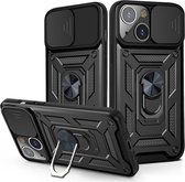 Apple iphone 14 Armor case Zwart-met camera bescheming-antishok case back cover -super stevige hoesje iphone