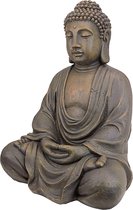 Sierbeeld Budha - Buda - Meditatieve Boeddha van het standbeeld van de Grote Tempel Tuin - Medium 26 Inch - Polyresin - Donkere Steen