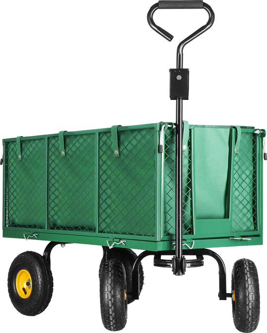 Springos Bolderkar - Metalen Bolderkar - Tuinkar - 205L - 180 x 51.5 x 72 cm - Groen van Springos — afbeelding 5