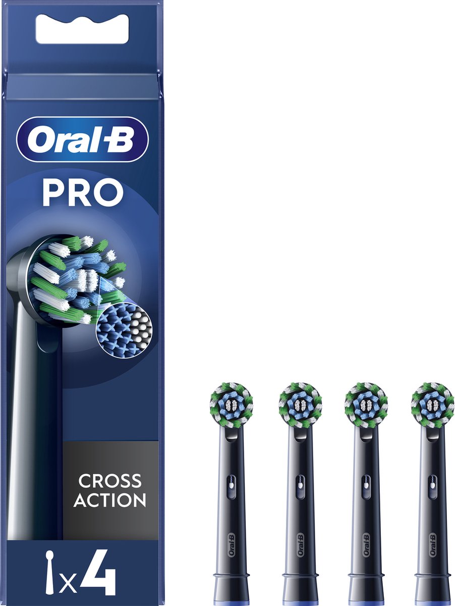 Oral-B Cross Action Pro - Opzetborstels - Met CleanMaximiser Technologie - Zwart - 4 Stuks - Oral B