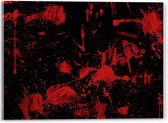Acrylglas - Rode Verfspetters en Vlekken op Zwarte Muur - 40x30 cm Foto op Acrylglas (Met Ophangsysteem)