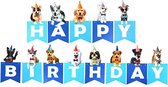 Honden verjaardag slinger Happy Birthday blauw - hond - huisdier - slinger - banner - verjaardag - happy birthday - blauw