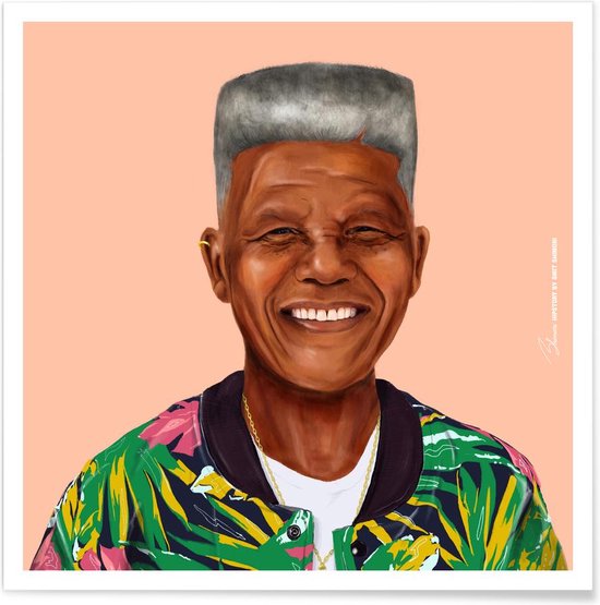 JUNIQE - Poster Mandela -70x70 /Kleurrijk