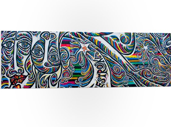 PVC Schuimplaat - Patroon met Geometrische Figuren in Verschillende Felle Kleuren - 120x40 cm Foto op PVC Schuimplaat (Met Ophangsysteem)