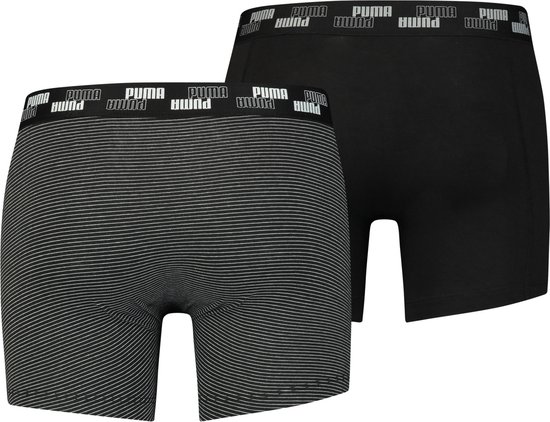 Puma 2-Pack Heren Boxershorts - Mini Stripe - S - Zwart