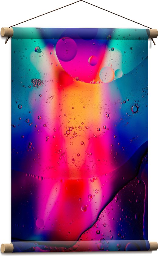 Textielposter - Luchtbellen tegen Paarse en Blauwe Lampen - 40x60 cm Foto op Textiel