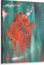 Canvas - Oranje Vlekken op Groene Ondergrond - 100x150 cm Foto op Canvas Schilderij (Wanddecoratie op Canvas)