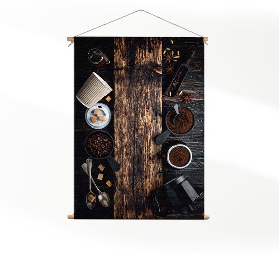 Textielposter Home Made Coffees Set CM) - Wandkleed - Wanddoek - Wanddecoratie
