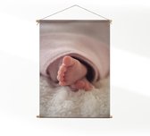 Textielposter Kindervoet - Kinderkamer - Baby cadeau - Babykamer XXL (165 X 120 CM) - Wandkleed - Wanddoek - Wanddecoratie