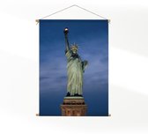 Textielposter Vrijheidsbeeld New York Donker 02 L (85 X 60 CM) - Wandkleed - Wanddoek - Wanddecoratie