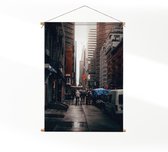Textielposter New York Raining Day XL (125 X 90 CM) - Wandkleed - Wanddoek - Wanddecoratie