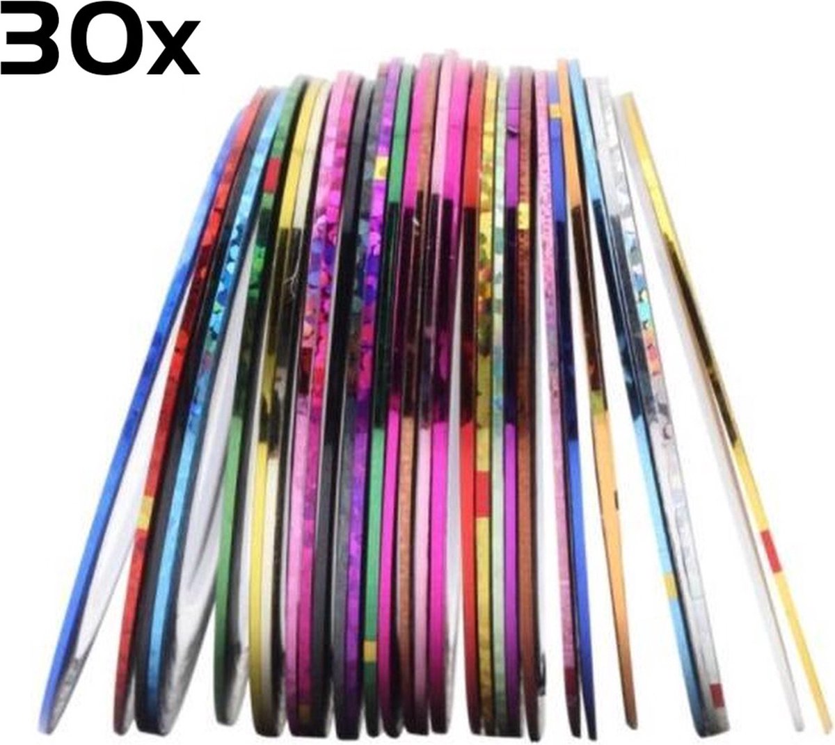 Goedkoopste DW4Trading 30 Rolletjes Nail Art Striping Tape - Decoratie Sticker Nagel - Multicolor Gemengde Kleuren