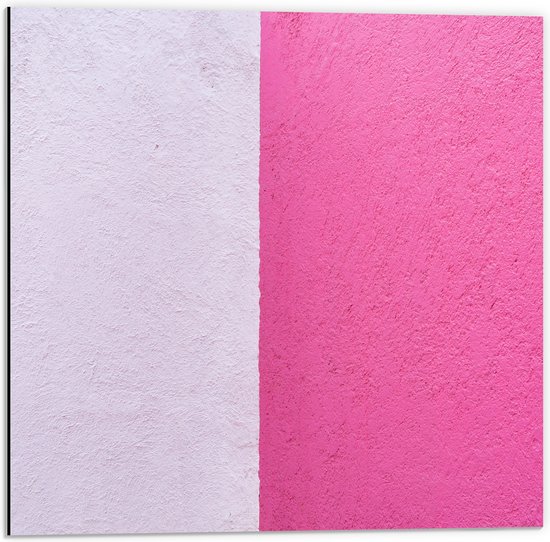 Dibond - Witte en Roze Muren - 50x50 cm Foto op Aluminium (Met Ophangsysteem)