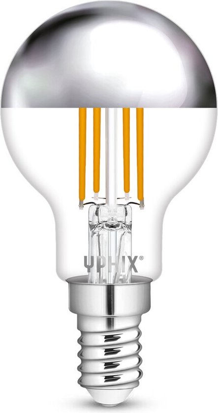 Yphix E14 LED kopspiegellamp Capella G45 zilver 4,5W 2700K dimbaar - G45