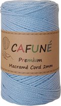 Cafuné Macrame koord - Premium - 2mm-Lichtblauw-230m-250-Gevochten koord-Gerecycled katoen-Koord-Macrame-Haken-Touw-Garen