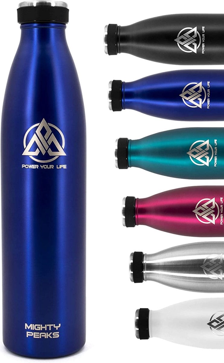 Greens Steel Gourde Isotherme - 750 ml, Aqua Bleu I Acier Inoxydable I Bouteille Double Paroi Isolée Sous Vide I Mousqueton, Boîte Cadeau I Réutilisable et Étanche I Adultes et Enfants I