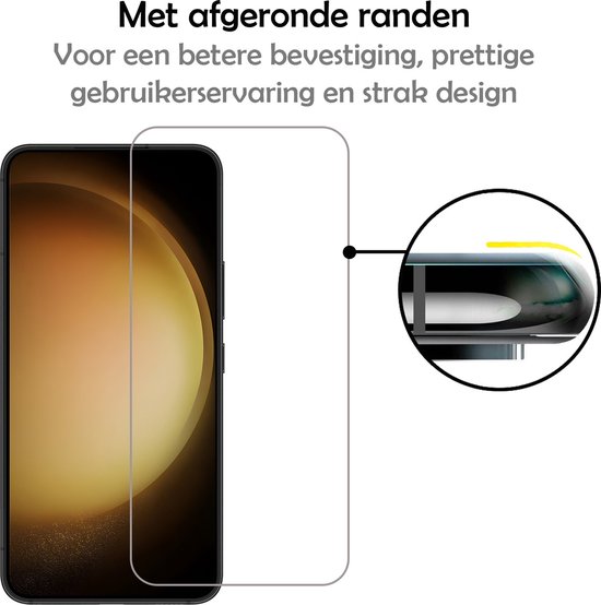 Schermprotector 'Met afgeronde randen', voor betere bevestiging en strak design.
